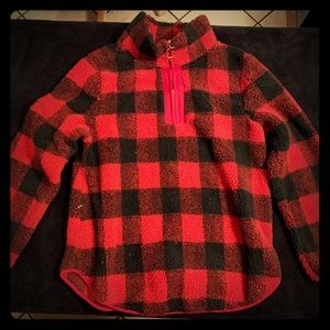 Fleece buffalo plaid pullover